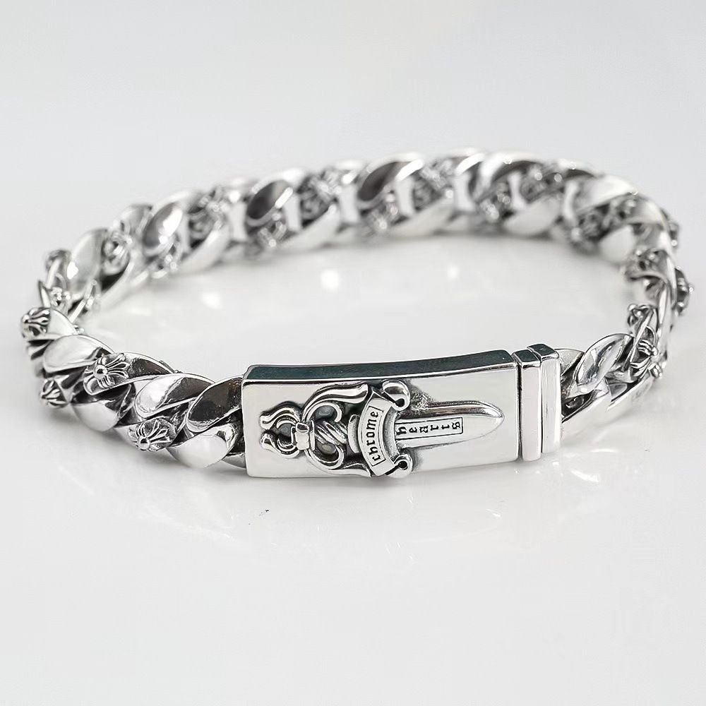 Trendy Punk Hip-Hop Half Flower Holy Sword Fashion Street Personality Bold Simple Men's Bracelet_ipsvogv.com