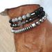 Hot Selling Stone Bracelet Black Gallstone Cross UFO Retro Bracelet Map Stone Elastic Bracelet Combination Men_ipsvogv.com