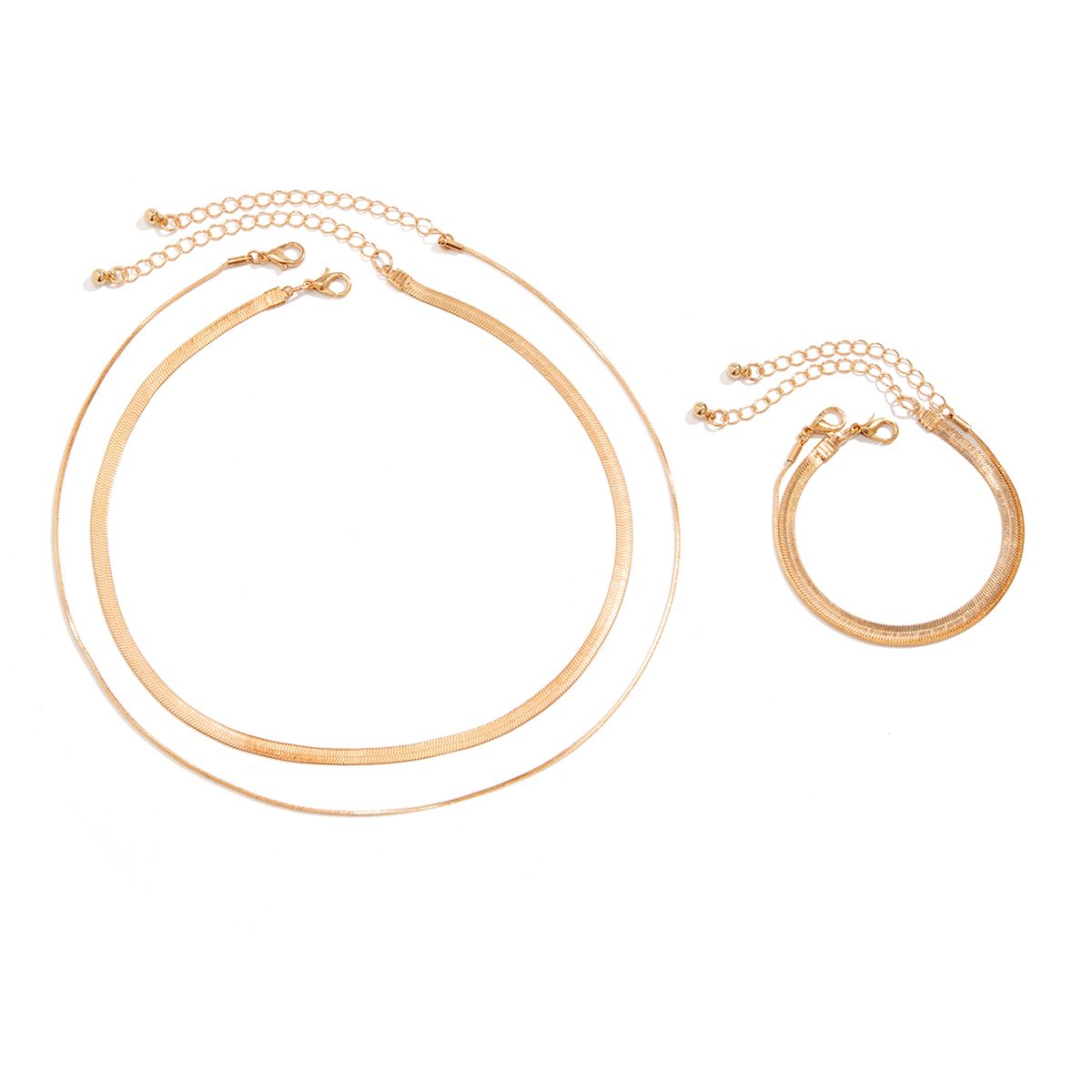 Metal Snake Bone Chain Bracelet Necklace Set Europe, America, 2025 Spring Simple Fashion Matching Clothes Accessories Combination_ipsvogv.com