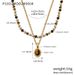 Natural Bead Tiger Eye Stone Oval Pendant Necklace For Female Niche, Light Luxury, Double-layer Stacked Titanium Steel_ipsvogv.com