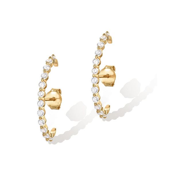 S925 Silver Ear Needle Inlaid Diamond Personality Double C Shaped Earrings Female 14K Gold Ear Jewelry_ipsvogv.com