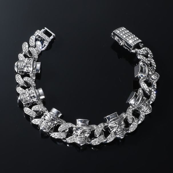 Fashionable punk style men's creative personality skull metal trendy domineering bracelet_ipsvogv.com