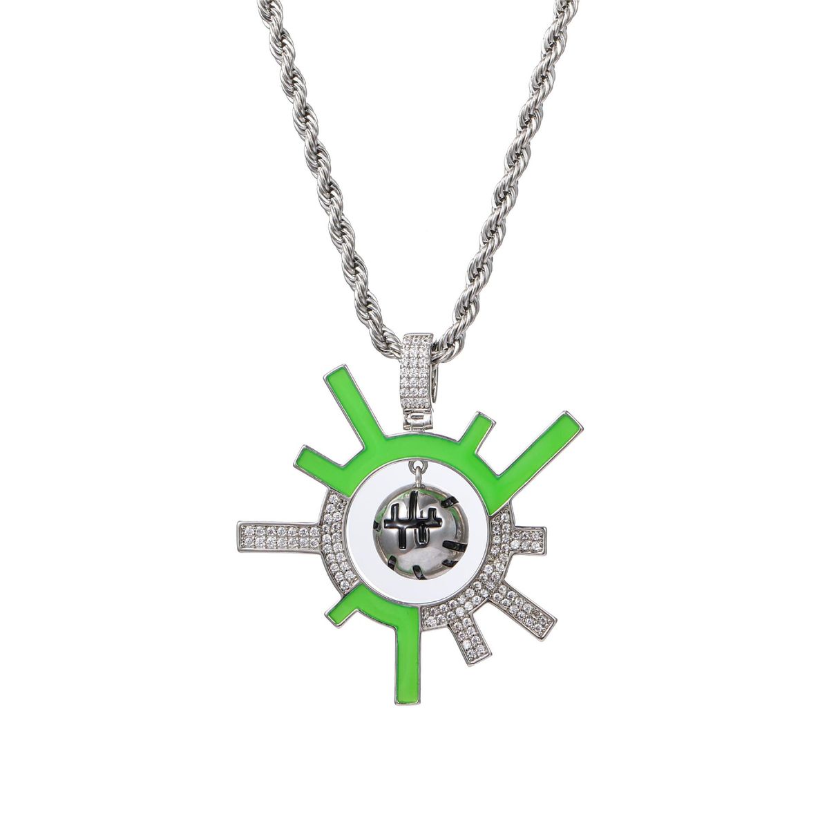 Cyberpunk Personality Luminous Disco Pendant Titanium Steel Necklace Male And Female Ins Hip Hop Street Jewelry Trend_ipsvogv.com