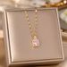 Korean Fashion Titanium Steel Necklace, Women's Gold Square Diamond Inlaid Pendant, Light Luxury, Niche Feeling,_ipsvogv.com