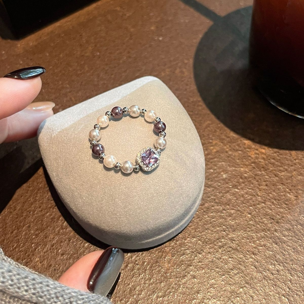 Zircon Pearl Ring, Niche Fashion Adjustment, Light Luxury Design, High-end Index Finger Temperament, Personality,_ipsvogv.com