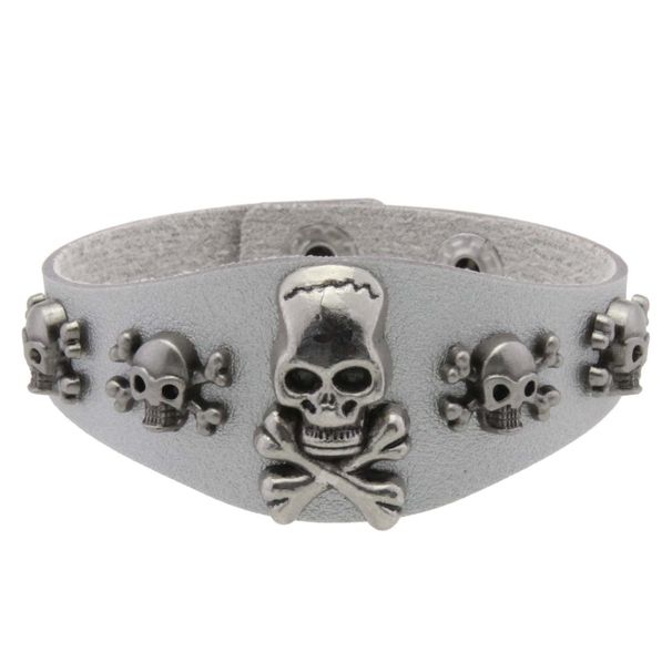 Punk Totem Little Elf Skull Ghost Head Men's Leather Jewelry Trendy PU Rock Bracelet_ipsvogv.com