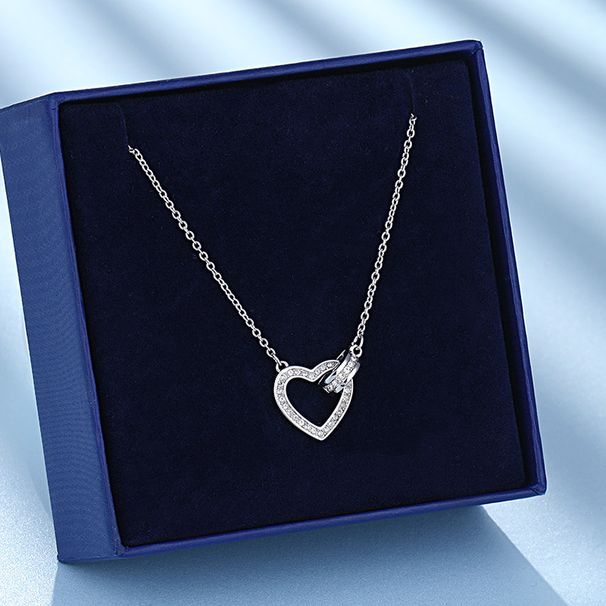 Love Necklace Women Rose Gold Heart Shaped Bracelet Crystal Elements Women's Style For Over Years Old_ipsvogv.com