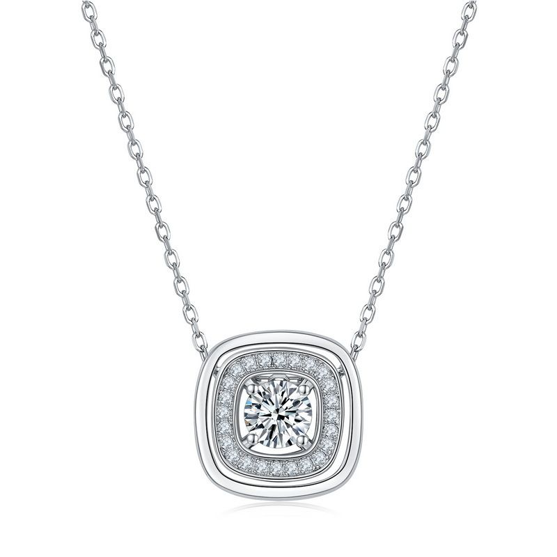 new Simple Moissanite Clavicle Chain S925 Silver Claw Inlaid Colored Gemstone Necklace Fashion All Match Spot_ipsvogv.com