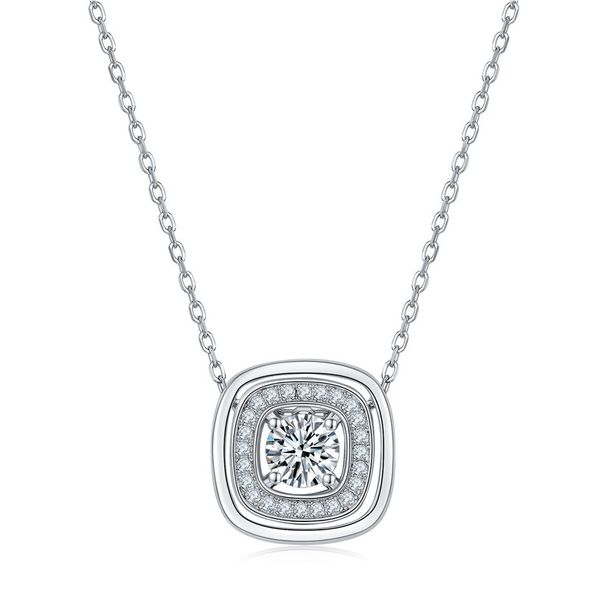 new Simple Moissanite Clavicle Chain S925 Silver Claw Inlaid Colored Gemstone Necklace Fashion All Match Spot_ipsvogv.com