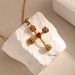 Rose Cross Pendant Necklace Cross border Stainless Steel Plated Gold Color Diamond Temperament Retro Jewelry_ipsvogv.com