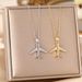 Personalized Hip-hop With Diamond Inlaid Airplane Pendant, Titanium Steel Necklace, Women's Instagram Trend Sweater_ipsvogv.com