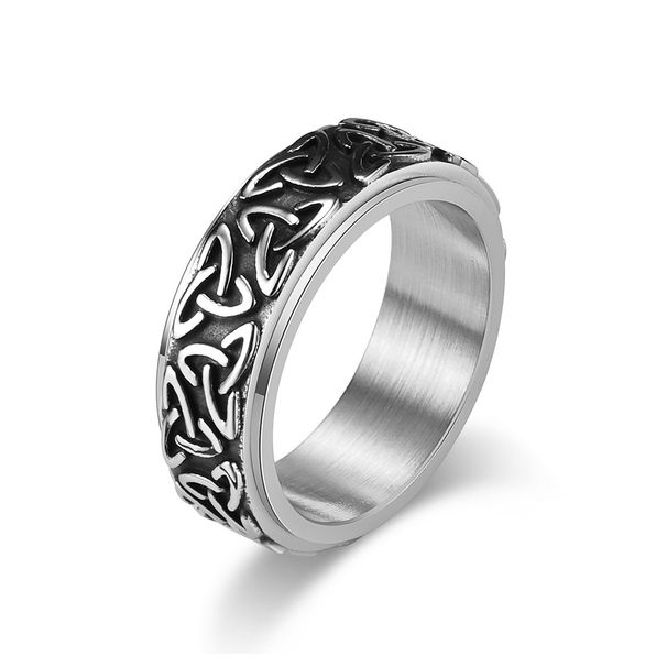 Nordic Viking triangle knot titanium steel rotatable ring ring to relieve stress and anxiety stainless steel hand jewelry_ipsvogv.com