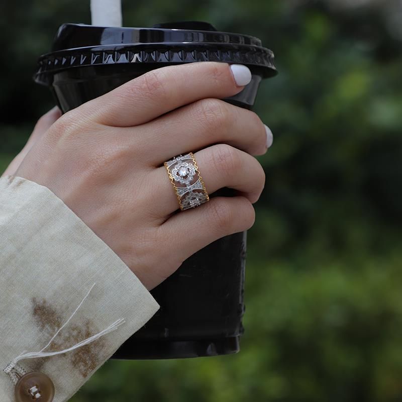 Exquisite Lace Zircon Hollowed Out Ring, Female Niche Design, High-end, Light Luxury Temperament, Index Finger Ring_ipsvogv.com