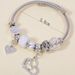 Family Stainless Steel Cat Eye Crystal Crown Love Pendant Element Couple Style Bracelet_ipsvogv.com