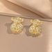 Hot-selling line sense bear pendant earrings fashion luxury copper plated catties color-preserving _ipsvogv.com