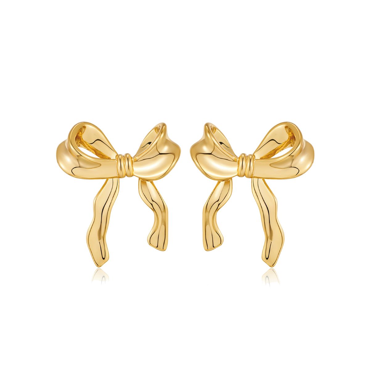 Bow earrings copper plated with real gold female earrings fashion bow personality female earrings_ipsvogv.com