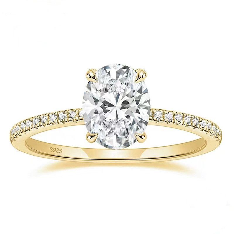 Sterling Silver S925 Moissanite Ring Oval Pigeon Egg 3 Carat Diamond Ring_ipsvogv.com