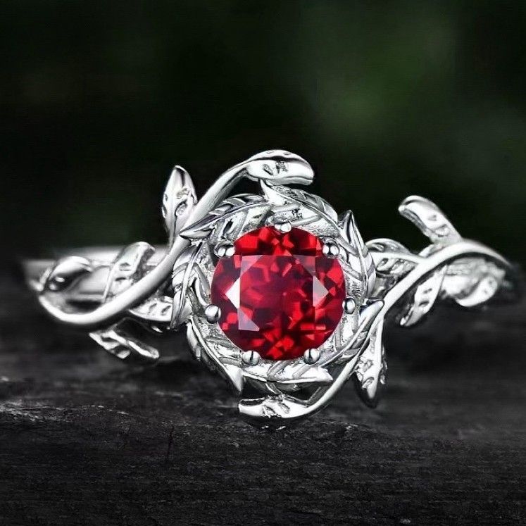 Yiwu Sanjie's New RING Alloy Inlaid With Red Zircon Ring, Creative Rose Women's Diamond Ring_ipsvogv.com