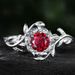 Yiwu Sanjie's New RING Alloy Inlaid With Red Zircon Ring, Creative Rose Women's Diamond Ring_ipsvogv.com