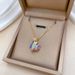 【 】 Colorful To Heart Light Luxury Charm Gorgeous Full Diamond Necklace Women's Versatile Clavicle Titanium Steel Chain_ipsvogv.com