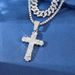 Cross Full Diamond Zinc Alloy Pendant Personalized Trendy Hip Hop Cuban Chain Necklace_ipsvogv.com