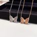 Light Luxury Niche Hollow Butterfly Necklace Clavicle Chain Design Sense Choker Brushed Gold Plated Lace Inlaid Diamond_ipsvogv.com