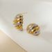 Silver double color matching horn bag stud earrings popular gold plated women's net red all-match light luxury earrings_ipsvogv.com