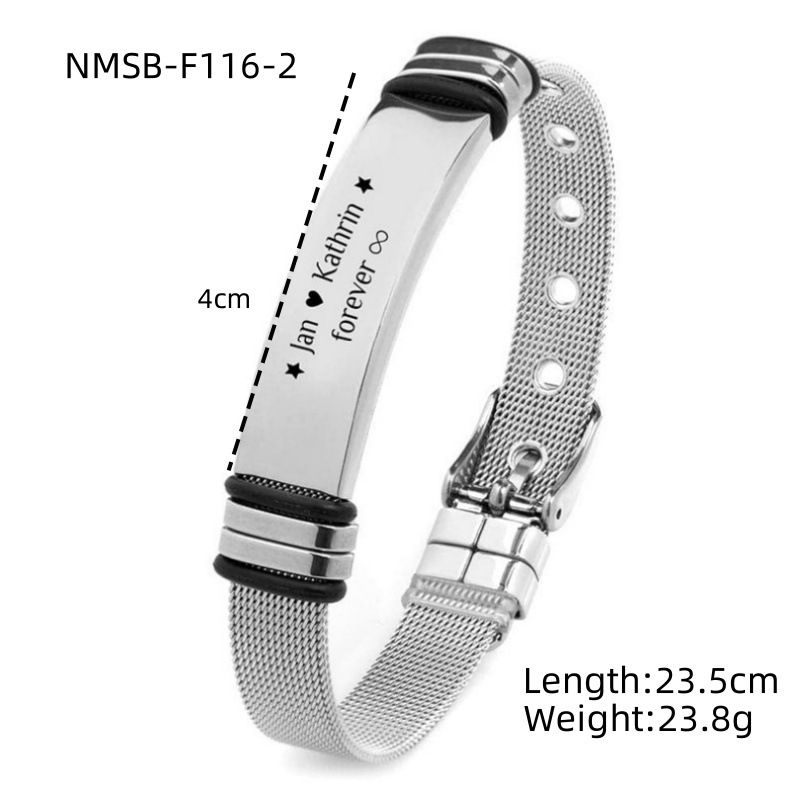 Men's Mesh Titanium Bracelet Fashionable Laser Engraving Versatile Stainless Steel Jewelry_ipsvogv.com