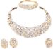 African Beads Gold Plated Shinning Flower Crystal Necklace Earrings Bangle Ring Jewelry Set_ipsvogv.com