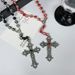 Retro Punk Gothic Beaded Cross Necklace Female Dark Rock Choker Hot Girl Sweater Chain Clavicle Chain Trendy_ipsvogv.com