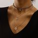 Multi layer gray rhinestone blue devil eye pendant necklace for women personalized necklace_ipsvogv.com