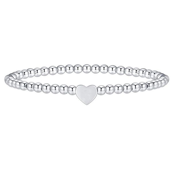 Women's Jewelry Electroplated Silver Copper Bead Love Bracelet Heart Shaped Love Elastic Line Bracelet All Match Hand Jewelry_ipsvogv.com