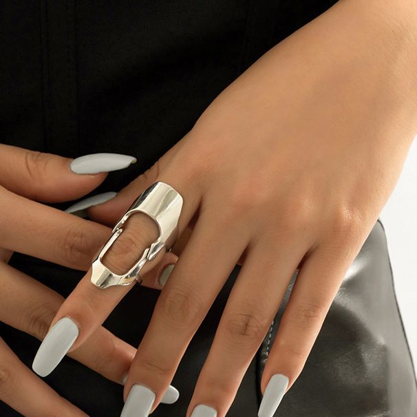 Jewelry Sweet Cool Alloy Bending Joint Ring Female Hollow Geometry Hip Hop Handpiece_ipsvogv.com