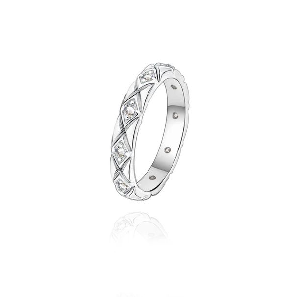 Silver Moissanite Diamond Pattern Ring, Full Of Diamonds, Exquisite, Fashionable And Versatile Moissanite Sterling Silver Ring, Couple Ring_ipsvogv.com
