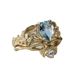 Sanjie Yiwu New Gold Crown Sea Blue Diamond Pair Instagram Internet Celebrity Handmade Women's Ring_ipsvogv.com
