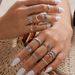 Hot Selling Hollow Heart Five Pointed Star Snake Shaped Arrow Palm Women's Combination Ring 15 Piece Set New_ipsvogv.com