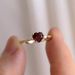 Three Heroes Set Heart Shaped Pigeon Blood Red Garnet Ring, Cute And Sweet, Rose Gold Plated Diamond Ring For Women_ipsvogv.com