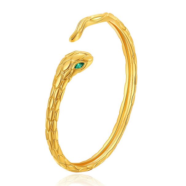 Animal snake bracelet real gold electroplated color preserving brass plated K real gold retro light luxury light mature style business bracelet_ipsvogv.com