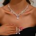 Women’s Jewelry Set Fashion Alloy Rhinestone Wedding Necklace Earrings Bride Wedding Jewelry Banquet Ladies Necklace Set_ipsvogv.com