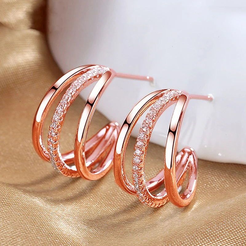 Cao Shi's New Fashionable And Advanced C-shaped Ring For Women's Personality Multi Layered Three Thread With Red Mesh_ipsvogv.com