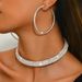 Women’s Jewelry Set Fashion Necklace Hoop Earrings Two Piece Set Full Diamond Three Row Necklace Bridal Set_ipsvogv.com