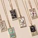 Electroplated Real Gold Retro Tarot TAROT With Diamond Oil Drop Square Necklace Female Ins High Praise Hot Model_ipsvogv.com