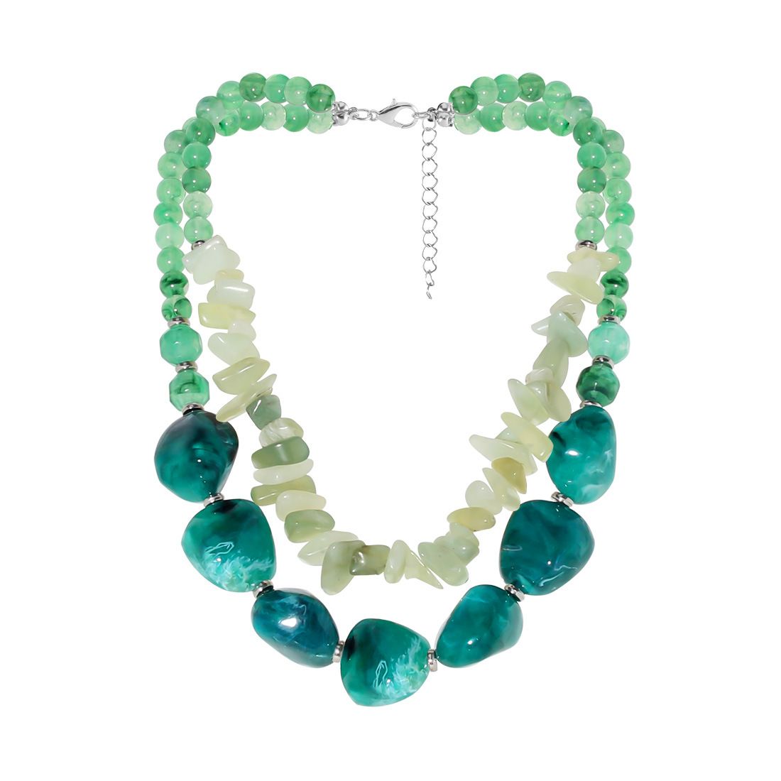 Irregular green resin bead with exaggerated necklace NK23940_ipsvogv.com