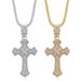 Hip Hop New Jewelry Stainless Steel Gold Plated Full Diamond Cross Pendant Necklace_ipsvogv.com