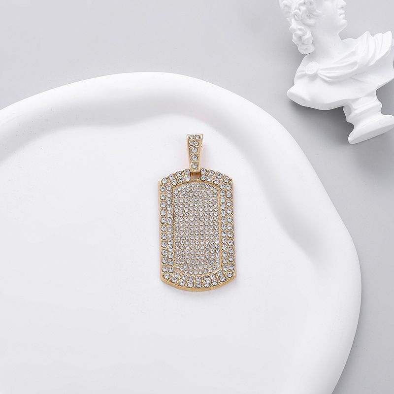 Straight Hip-hop Men's Alloy Square Ins Wind Full Diamond Shield Pendant Versatile Sweater Chain_ipsvogv.com