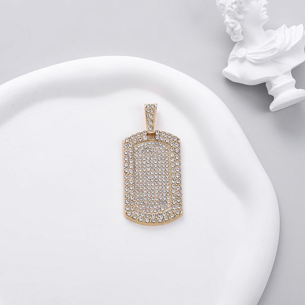 Straight Hip-hop Men's Alloy Square Ins Wind Full Diamond Shield Pendant Versatile Sweater Chain_ipsvogv.com