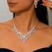 Women’s Jewelry Set Fashion Fashion Claw Chain Circle Rhinestone Necklace Earrings Set Evening Dress Clavicle Chain Necklace Female_ipsvogv.com