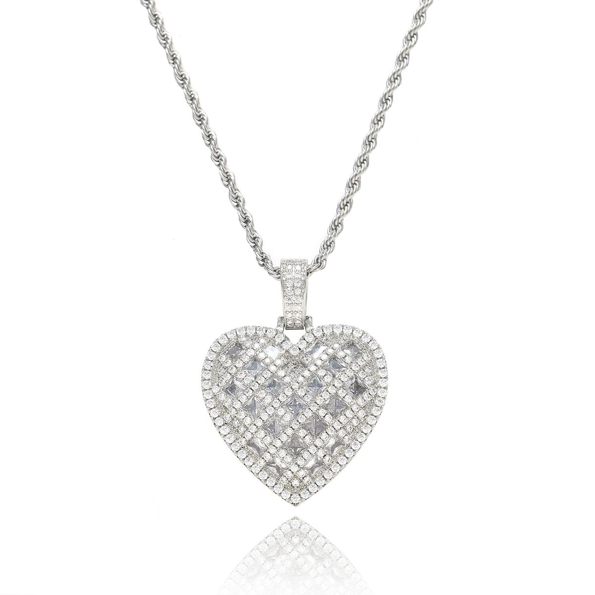 Unisex New T Square Zircon Love Pendant Personality Men And Women Style Cool Niche Heart Shaped Hip Hop Pendant_ipsvogv.com