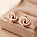 Europe And The United States Rome Dia New Creative Rose Gold Titanium Steel Women's Double Ring Popular Earrings_ipsvogv.com