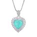 Blue Heart Inlaid Pendant, Simulated Paraiba Necklace, Ring, Earring, Three Piece Set_ipsvogv.com
